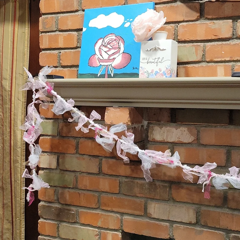 Shabby Chic Garland with Hot Pink, Pink, Gold and Pink Glitter